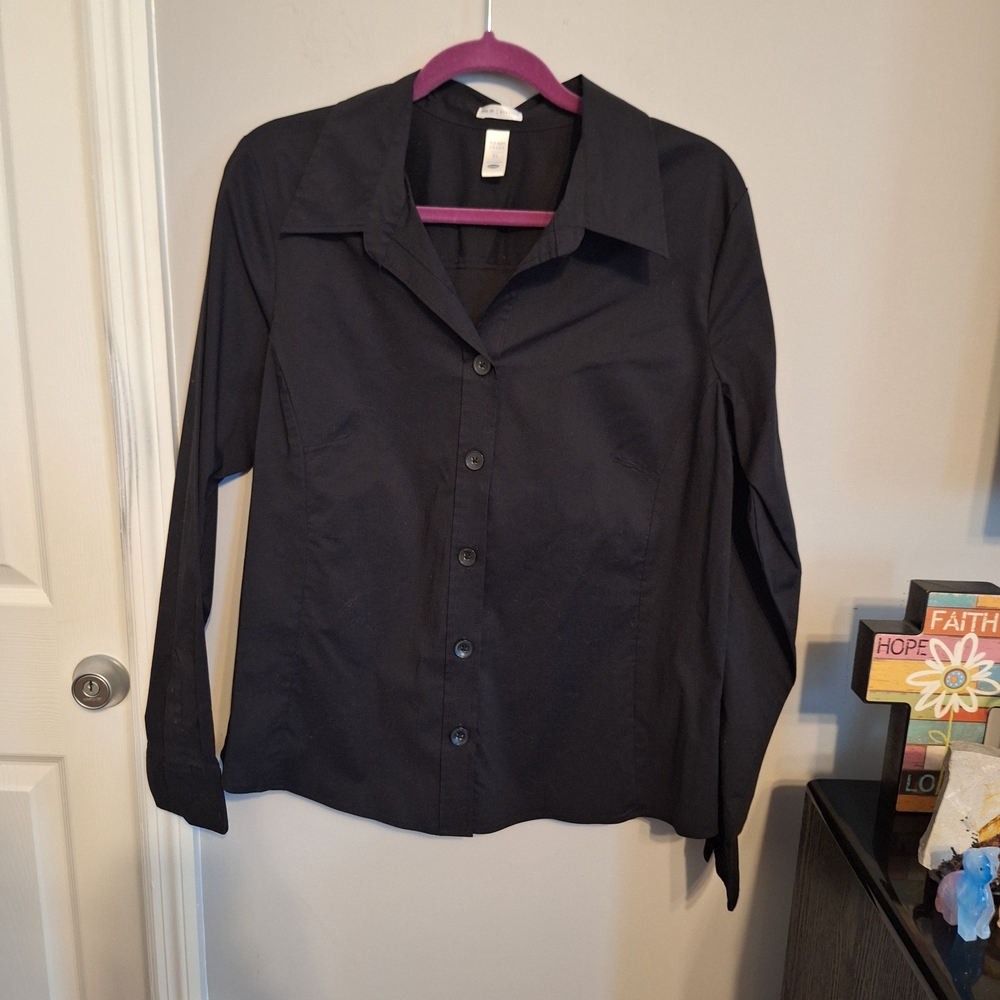 Old Navy Black Long Sleeve Button Down Dress Shirt